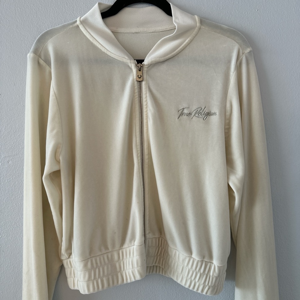True Religion Women's Off-White Bomber Jacket